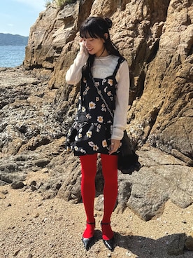 「アイテム（チュニック）」を使った、R I K Oさん（レディース・161cm）の秋コーディネート