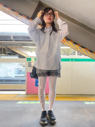 ピンストライプレースショートパンツ MAISON SPECIAL MAISON SPECIAL（メゾンスペシャル）の「Pinstripe Lace Shorts