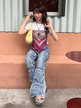 「アイテム（サンダル、グレー系）」を使った、R I K Oさん（レディース・161cm）の夏コーディネート