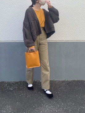 「THE SHINZONE（ザ　シンゾーン）のハイウエストチノパンツ（チノパンツ）」を使った、sakiさん（レディース・159cm）の秋コーディネート