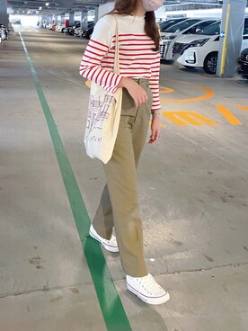 「THE SHINZONE（ザ　シンゾーン）のハイウエストチノパンツ（チノパンツ）」を使った、sakiさん（レディース・159cm）の夏コーディネート