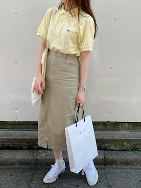 「ラコステ」｜「アイテム（その他）」を使った、sakiさん（レディース・159cm）の夏コーディネート