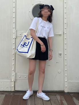 「DHOLIC（ディーホリック）のアイテム（スウェットパンツ）」を使った、sakiさん（レディース・159cm）の夏コーディネート