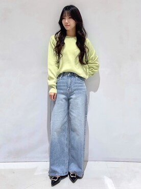 「OPAQUE.CLIP（オペークドットクリップ）のデザインバックル付ポインテッドフラットパンプス（パンプス、ブラック系）」を使った、Kさん（レディース）の冬コーディネート