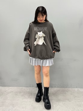 「ネコ」｜「アイテム（ブーツ）」を使った、Chinamiさん（レディース・155cm）の秋コーディネート