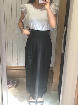 「光沢スカート」｜♡indigolovE♡さん（レディース・152cm）の夏コーディネート