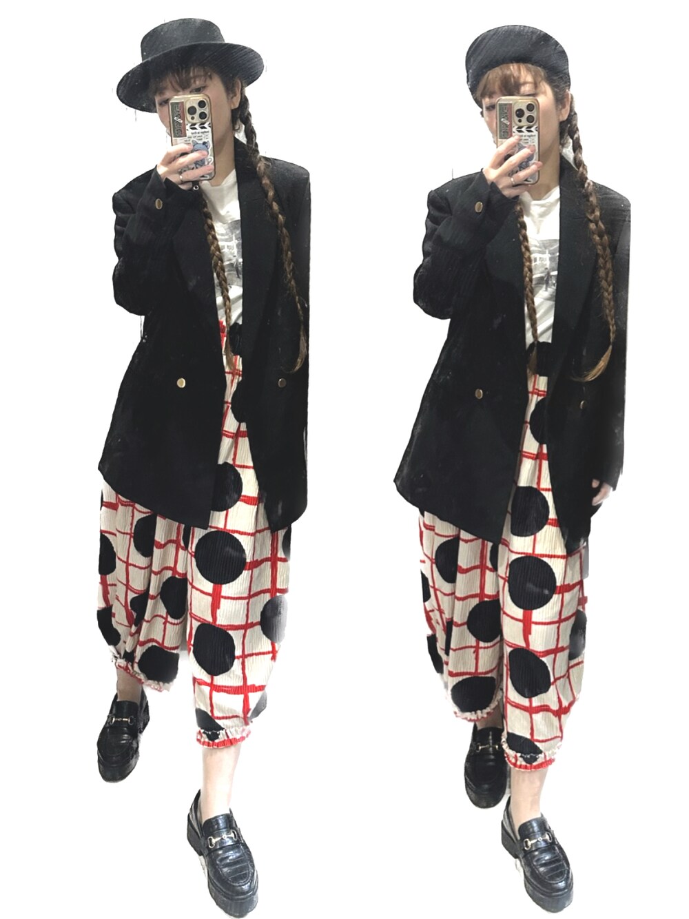 「春服コーデ、ジャケットスタイル、ジャケット、アラフォー、30代ファッション、ママコーデ、30代コーデ、柄パンツ、ライブコーデ、春のNewスタイル、ライブTシャツ」｜「ZARAのアイテム（テーラードジャケット、ブラック系）」を使った、♡indigolovE♡さん（レディース・152cm）の春コーディネートの1枚目の写真