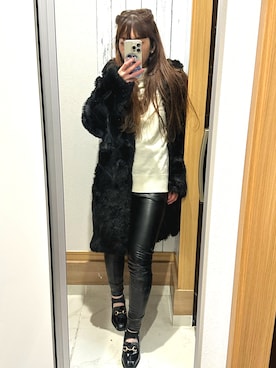 「MONKI（モンキ）のアイテム（ジャケット/アウター）」を使った、♡indigolovE♡さん（レディース・152cm）の冬コーディネート