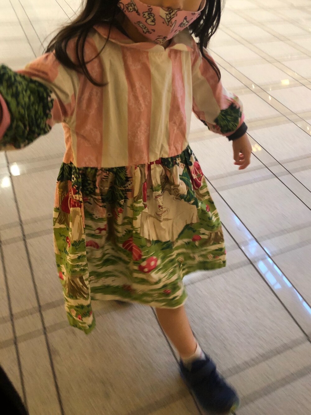 「手作り、ハンドメイド、子供服、ワンピース」｜「手作りの服のアイテム（ワンピース、ピンク系）」を使った、♡indigolovE♡さん（レディース・152cm）の秋コーディネートの1枚目の写真