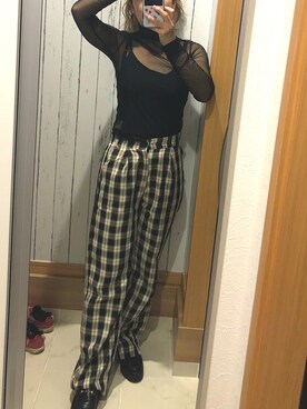 「アイテム（スラックス）」を使った、♡indigolovE♡さん（レディース・152cm）の春コーディネート