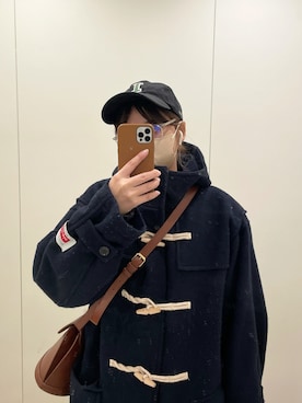 「アイテム（メガネ、ホワイト系）」を使った、Yさん（レディース・159cm）の冬コーディネート