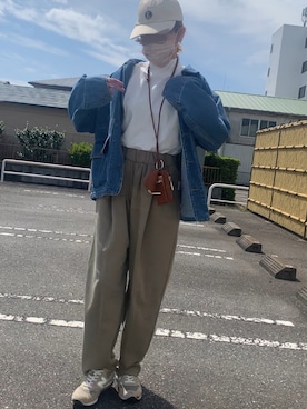 「スウェットギャザーパンツ」｜「アイテム（ジャケット/アウター）」を使った、y_yさん（レディース・160cm）の春コーディネート