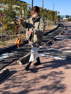 「ゆるニット」｜「アイテム（シャツワンピース）」を使った、y_yさん（レディース・160cm）の冬コーディネート