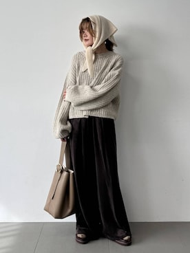 「アイテム（バンダナ/スカーフ）」を使った、maiさん（レディース・161cm）の冬コーディネート