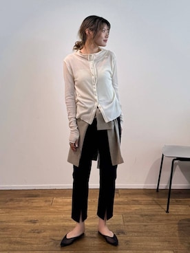 「BABYLONE（バビロン）のストレッチクロップドパンツ（その他パンツ、ブラック系）」を使った、maiさん（レディース・161cm）の夏コーディネート