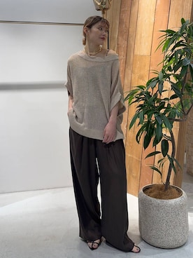 「BABYLONE（バビロン）の【新色予約】ペーパーフレンチ袖プルオーバー（Tシャツ/カットソー、ベージュ系）」を使った、maiさん（レディース・161cm）の春コーディネート