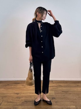 「CORSO ROMA，9（コルソローマ）の【CORSO ROMA 9】チュールパンプス（パンプス、ブラック系）」を使った、maiさん（レディース・161cm）の夏コーディネート