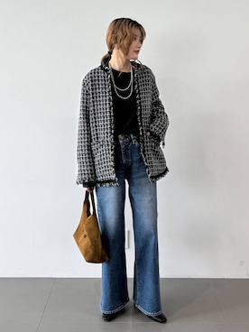 「アイテム（ネックレス、グレー系）」を使った、maiさん（レディース・161cm）の秋コーディネート