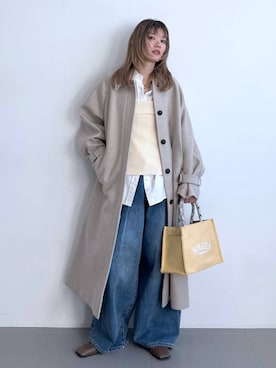 「ナチュラル」｜「アイテム（ステンカラーコート）」を使った、maiさん（レディース・161cm）の冬コーディネート