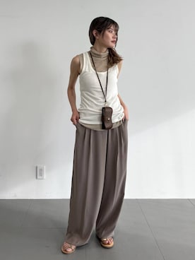 「BABYLONE（バビロン）のサングラスケース（その他小物、ブラウン系）」を使った、maiさん（レディース・161cm）の春コーディネート