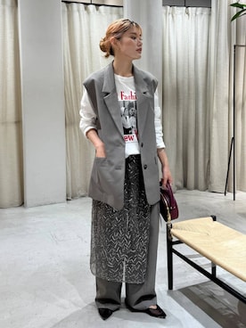 「アイテム（その他アウター、グレー系）」を使った、maiさん（レディース・161cm）の夏コーディネート