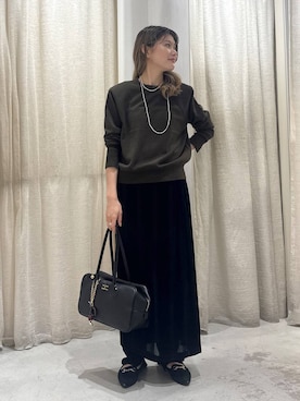 「BABYLONE（バビロン）のナバホパール風ネックレス120cm（ネックレス、グレー系）」を使った、maiさん（レディース・161cm）の秋コーディネート