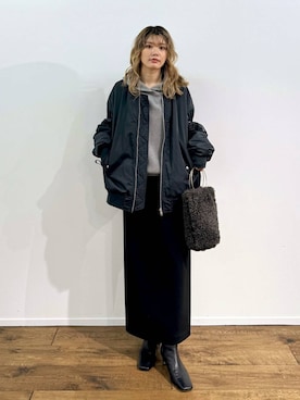 「ナチュラル」｜「アイテム（MA-1）」を使った、maiさん（レディース・161cm）の秋コーディネート