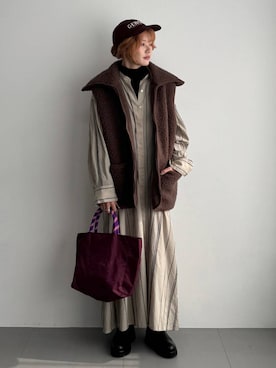 「アイテム（シャツワンピース）」を使った、maiさん（レディース・161cm）の秋コーディネート