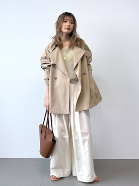 「ナチュラル」｜「アイテム（トレンチコート）」を使った、maiさん（レディース・161cm）の春コーディネート