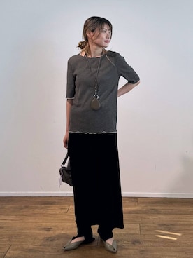 「beej（ビージ）の【beej】LOOP PORCH（ポーチ、グリーン系）」を使った、maiさん（レディース・161cm）の夏コーディネート
