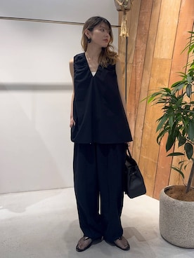 「BABYLONE（バビロン）の撥水2WAYトラックパンツ（その他パンツ、ブラック系）」を使った、maiさん（レディース・161cm）の春コーディネート