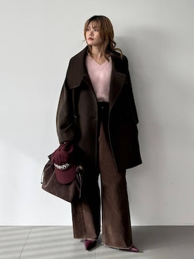 「アイテム（ピーコート）」を使った、maiさん（レディース・161cm）の秋コーディネート