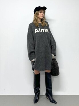 「upperhights（アッパーハイツ）のアイテム（キャップ）」を使った、maiさん（レディース・161cm）の冬コーディネート