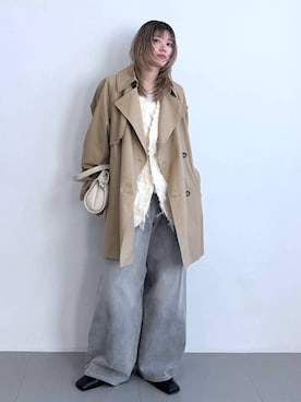 「ナチュラル」｜「アイテム（トレンチコート）」を使った、maiさん（レディース・161cm）の冬コーディネート