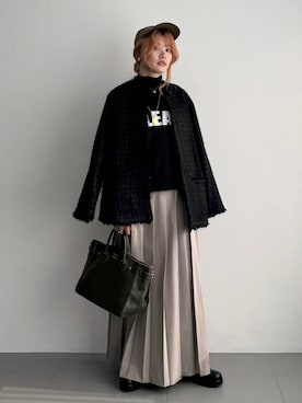 「アイテム（その他アウター、ブラック系）」を使った、maiさん（レディース・161cm）の秋コーディネート