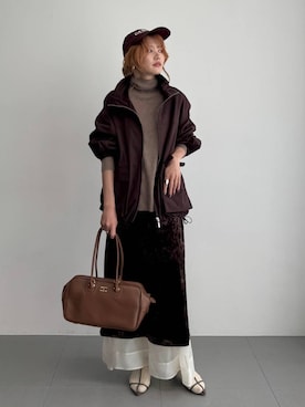 「BABYLONE（バビロン）のハイネックポンチョニット（ニット/セーター）」を使った、maiさん（レディース・161cm）の秋コーディネート