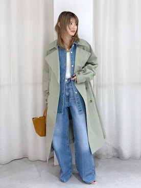「ナチュラル」｜「アイテム（トレンチコート）」を使った、maiさん（レディース・161cm）の春コーディネート