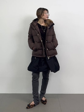 「BABYLONE（バビロン）のストレッチベアレギンス（レギンス/スパッツ、グレー系）」を使った、maiさん（レディース・161cm）の秋コーディネート
