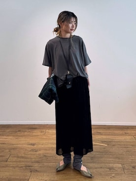 「BABYLONE（バビロン）のストレッチベアレギンス（レギンス/スパッツ、グレー系）」を使った、maiさん（レディース・161cm）の夏コーディネート