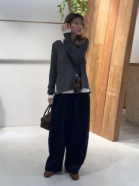 「MOHI（モヒ）の【MOHI】スウェードローファー（ローファー、イエロー系）」を使った、maiさん（レディース・161cm）の秋コーディネート