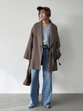 「アイテム（ピーコート）」を使った、maiさん（レディース・161cm・30代）の秋コーディネート