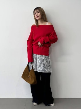 「アイテム（チュニック）」を使った、maiさん（レディース・161cm）の冬コーディネート