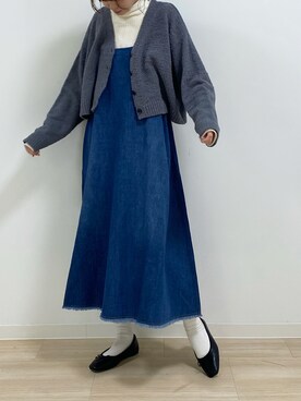 「PUAL CE CIN（ピュアルセシン）の綿針抜きハイネックロングスリーブ（Tシャツ/カットソー）」を使った、misakiさん（レディース・162cm）の冬コーディネート