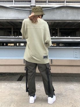 「WHITELAND（ホワイトランド）のWHITELAND/ホワイトランド/タグTシャツ/TAG TEE（Tシャツ/カットソー）」を使った、マツモトさん（レディース・161cm）の夏コーディネート