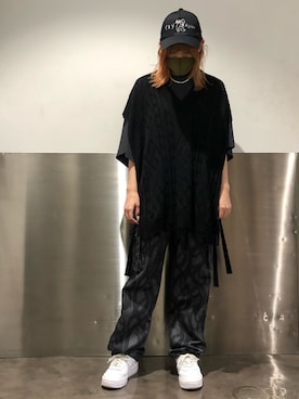 「WHITELAND（ホワイトランド）のWHITELAND/ホワイトランド/タグTシャツ/TAG TEE（Tシャツ/カットソー）」を使った、マツモトさん（レディース・161cm）の夏コーディネート