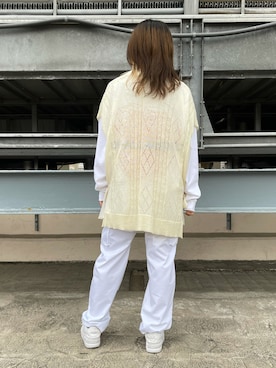 「A4A（エーフォーエー）のA4A/エーフォーエー/サークルロンT/Circle L/S T-Shirts（Tシャツ/カットソー、ホワイト系）」を使った、マツモトさん（レディース・161cm）の秋コーディネート