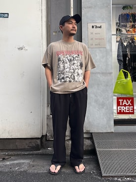 「BASICKS（ベイシックス）のアイテム（帽子）」を使った、naoさん（メンズ・172cm）の夏コーディネート