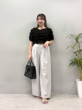 「natural couture（ナチュラルクチュール）のシアーベロアシャーリングTOPS（Tシャツ/カットソー、ブラウン系）」を使った、かなみさん（レディース・156cm）の夏コーディネート