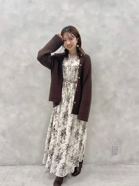 「natural couture（ナチュラルクチュール）のアイテム（ノーカラーコート）」を使った、かなみさん（レディース・156cm）の秋コーディネート