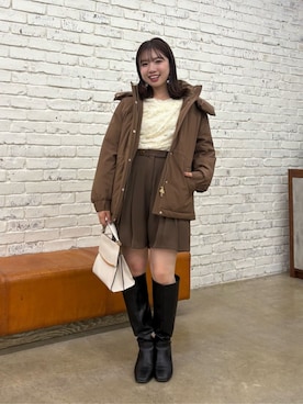 「アイテム（ダウンジャケット/コート）」を使った、かなみさん（レディース・156cm）の秋コーディネート